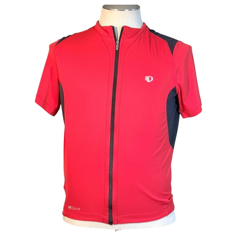 Pearl Izumi Cycling Jersey Mens Elite Series Size Large Red‎ Black Full Zip Pol